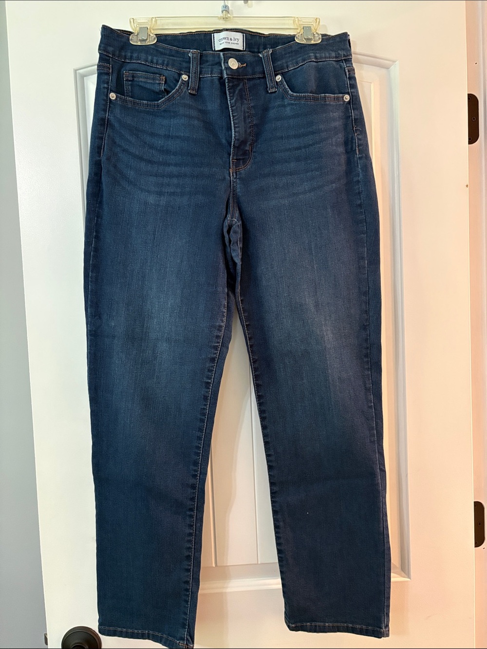 crown & ivy Dark Indigo Straight Leg Women's Jeans